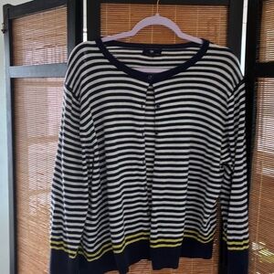 GAP Plus Size Navy and White Striped Knit Cardigan New Without Tags XXL